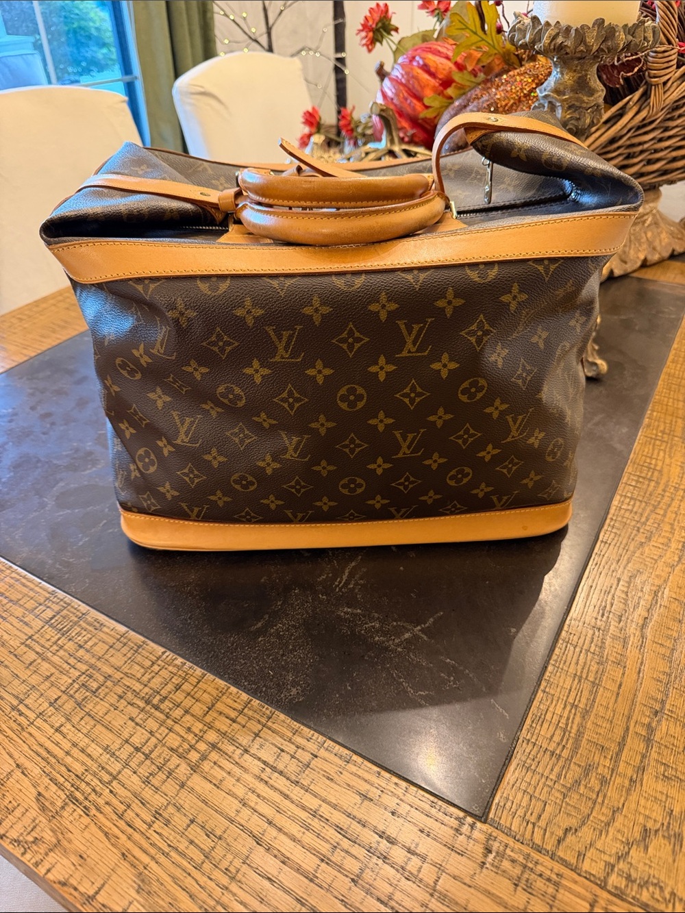 Louis Vuitton Brown Monogram Canvas 45 Cruiser Bag with Tan Leather Trim